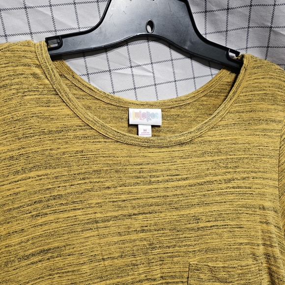 LuLaRoe Heathered Mustard Carly Swing Dress With High Low Hemline Size M - Picture 3 of 3